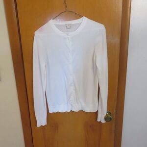 J. Crew Caryn Cardigan Sweater White Cotton Preppy